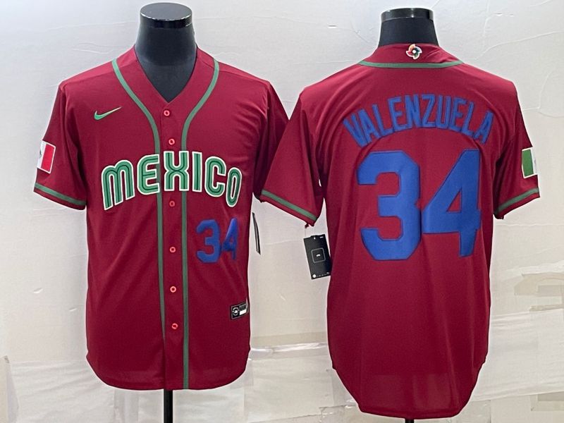 Men 2023 World Cub Mexico #34 Valenzuela Red Nike MLB Jersey14->more jerseys->MLB Jersey